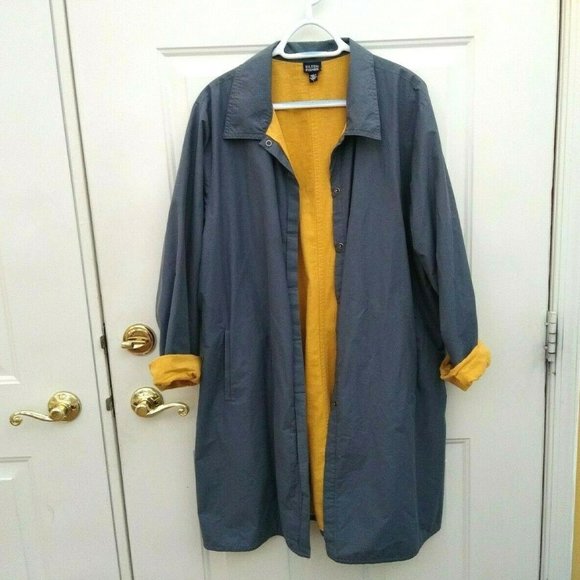 Eileen Fisher Jackets & Blazers - Eileen Fisher Gray Lined Long Windbreaker Size L